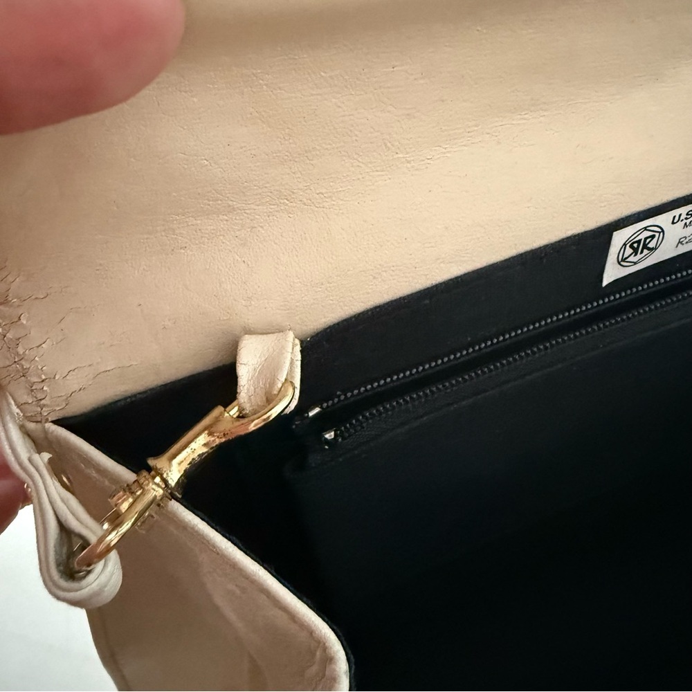 Neutral Snakeskin Accent Crossbody Bag | Beige Envelope Minimalist Shoulder - Picture 9 of 10